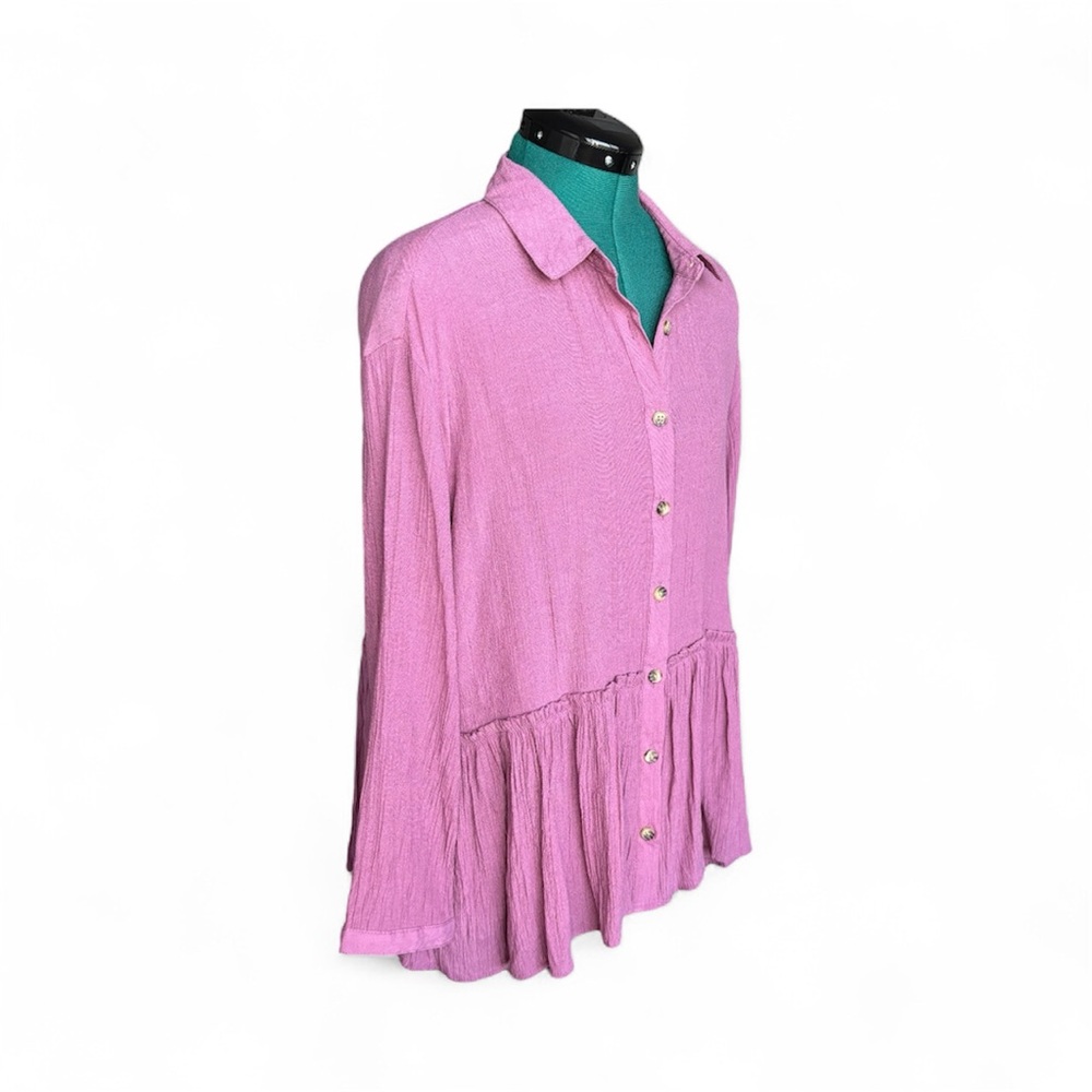 Cato Mauve Button-Up Women's Top - Picture 3 of 8